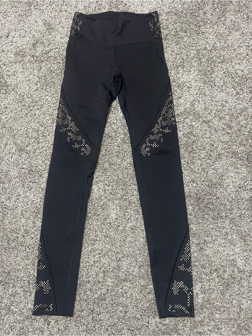 Black High-Waisted Performance Leggings with Stud Detailing